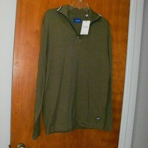 NWT Jack & Jones Olive Green 1/4 zip Pullover High Collar Knit Cotton Sweater L